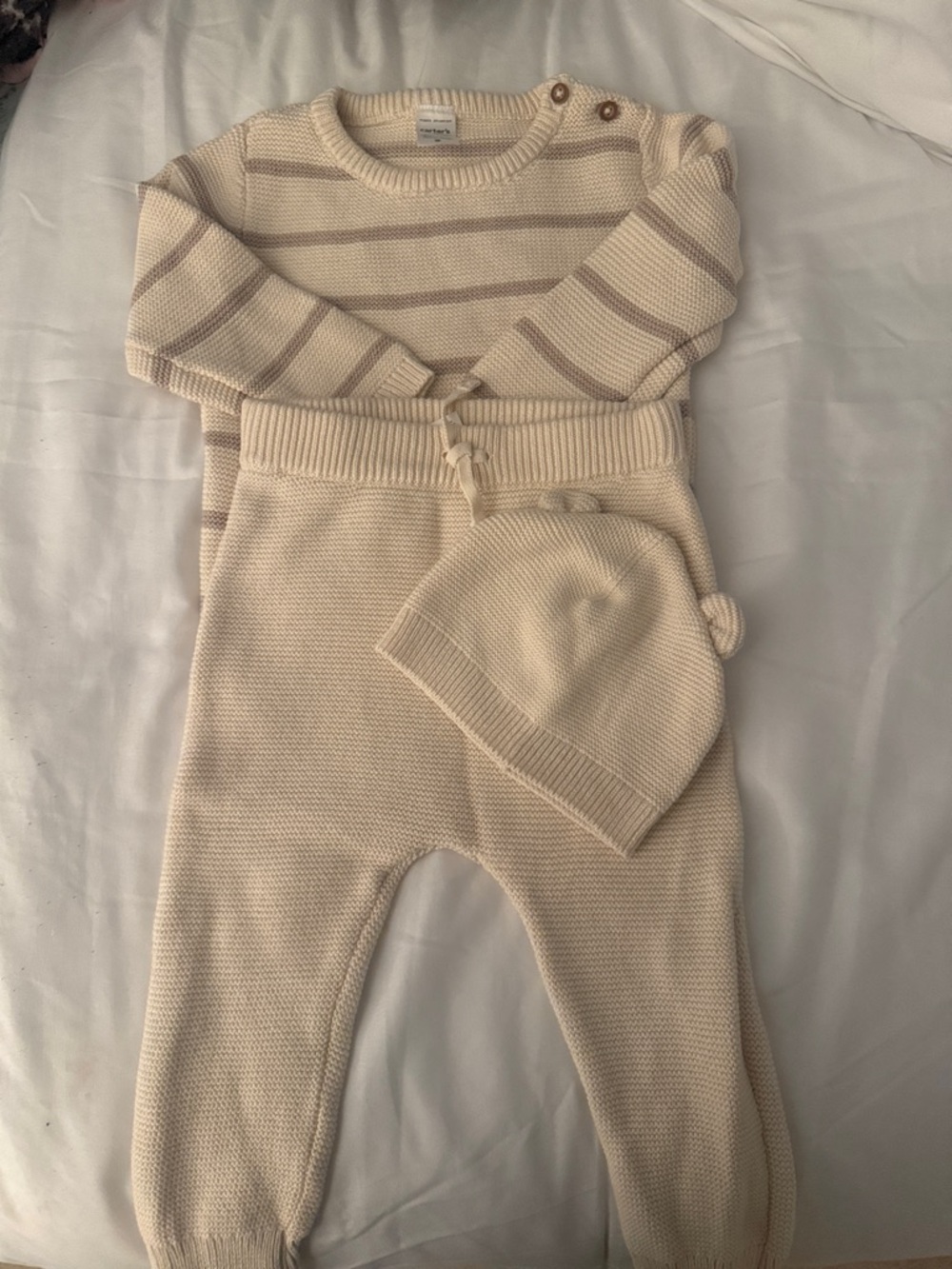 Carter's Cream & Taupe Striped Knit Sweater